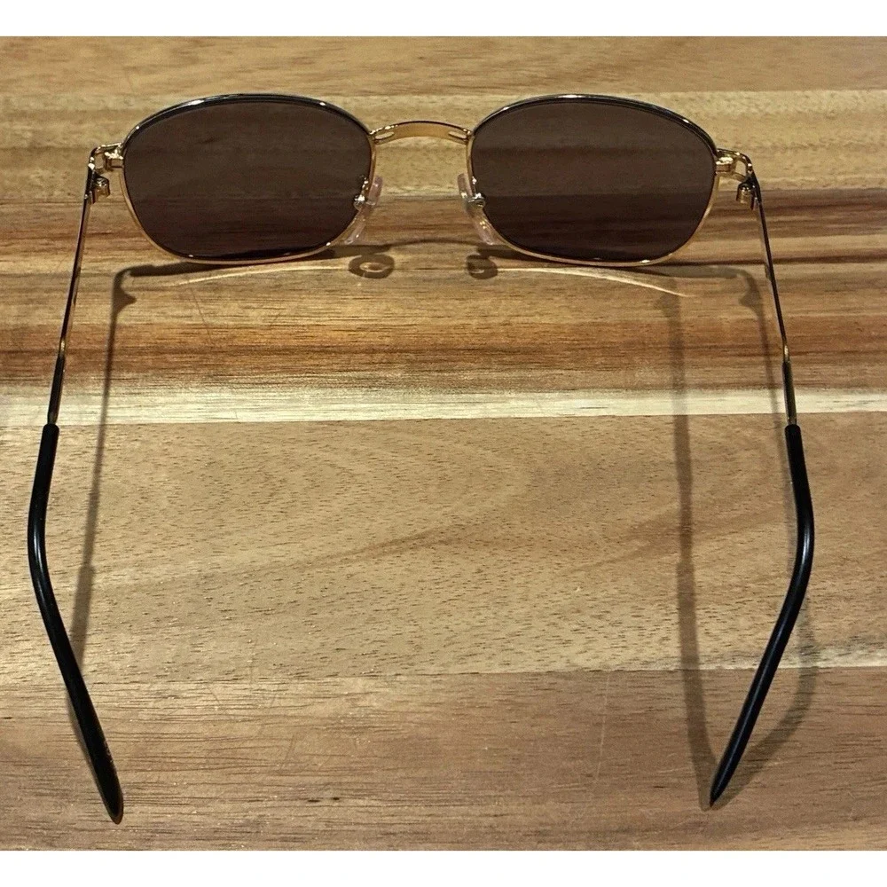 Rocco Made in Italy Gold Brown Sunglasses Retro 90s Y2K Quiet Luxury Unisex NIB